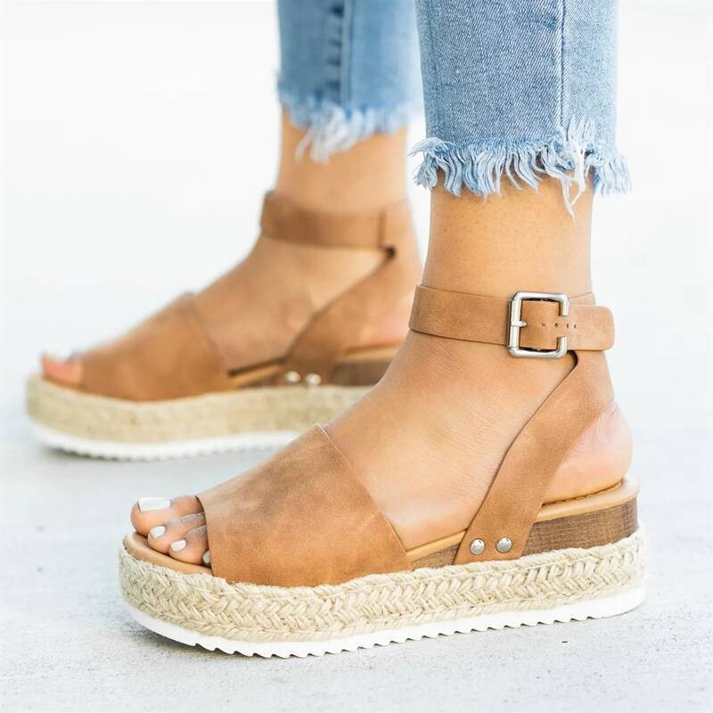 rope wedge heel light bottom sandals
