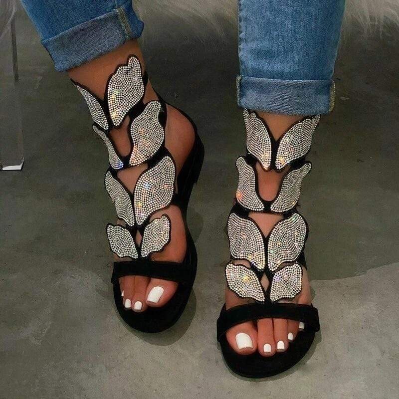 Crystal Leaf Style Roman Gladiator Sandal
