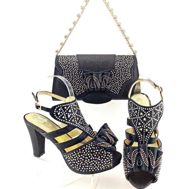 New Design Crystal Italian Elegant Shoes And Bag
