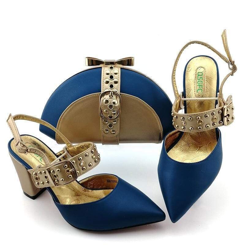 Italian Designer Buckled Shoes And Bag Set