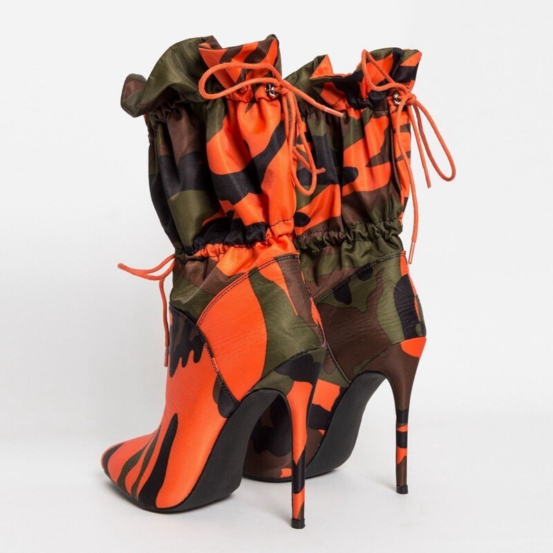 Boots Mid-tube High-heeled Cameo Boots. (Matching jacket Available)