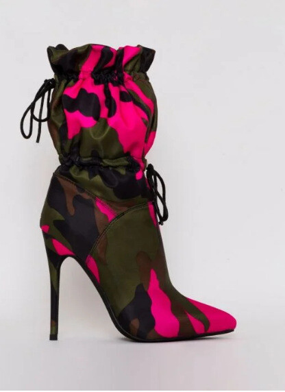 Boots Mid-tube High-heeled Cameo Boots. (Matching jacket Available)