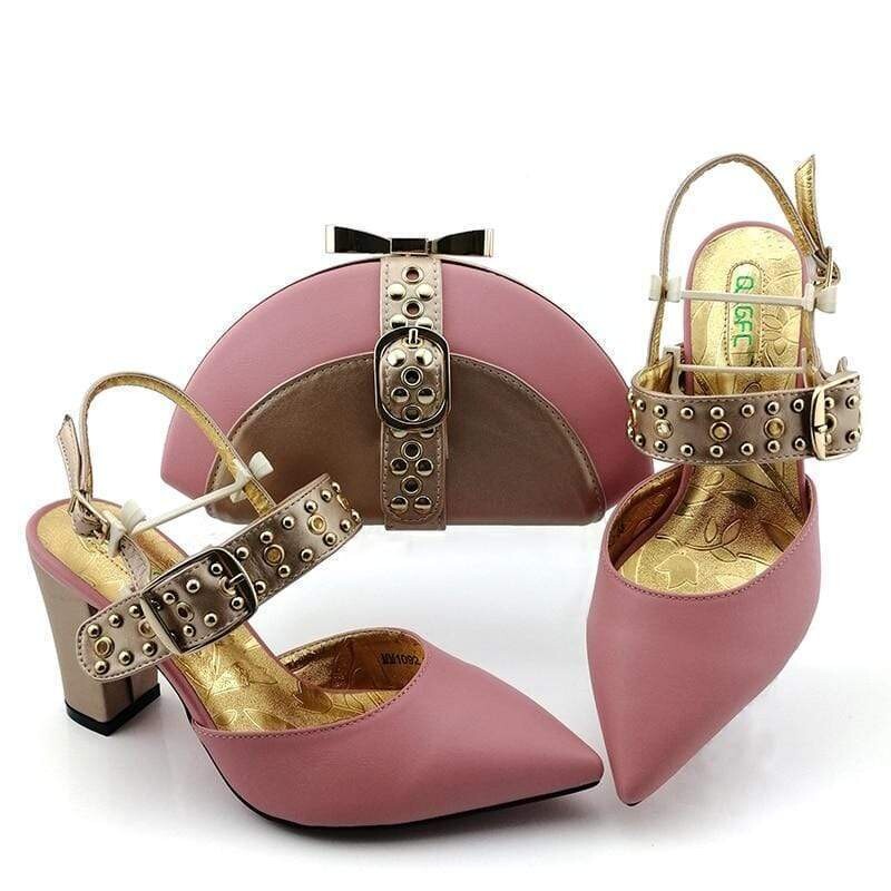 Italian Designer Buckled Shoes And Bag Set