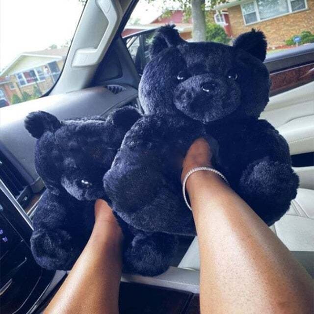 Teddy Bear Slippers  Plush Thick Cotton Warm Shoes