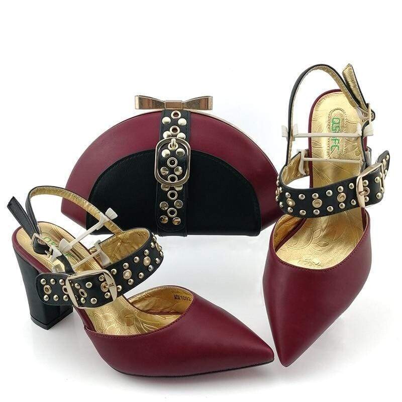 Italian Designer Buckled Shoes And Bag Set