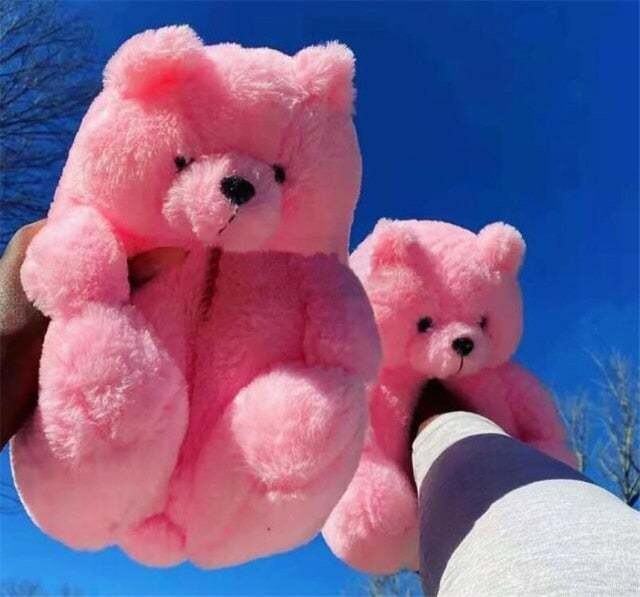 Teddy Bear Slippers  Plush Thick Cotton Warm Shoes