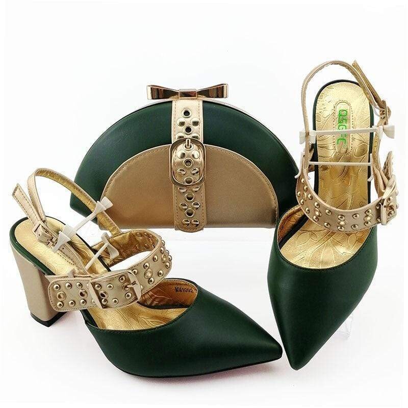 Italian Designer Buckled Shoes And Bag Set