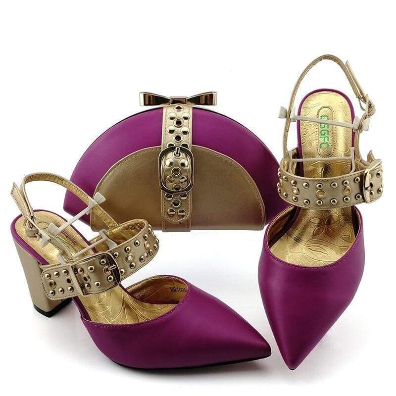 Italian Designer Buckled Shoes And Bag Set