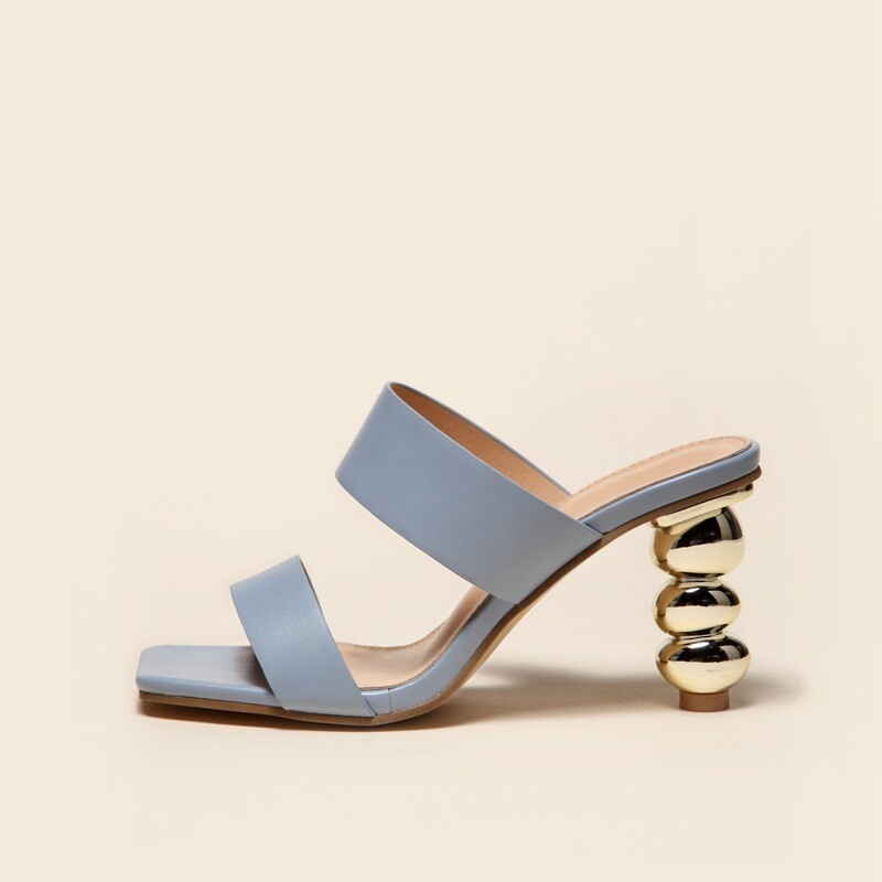 Bubble shaped gold heel sandals