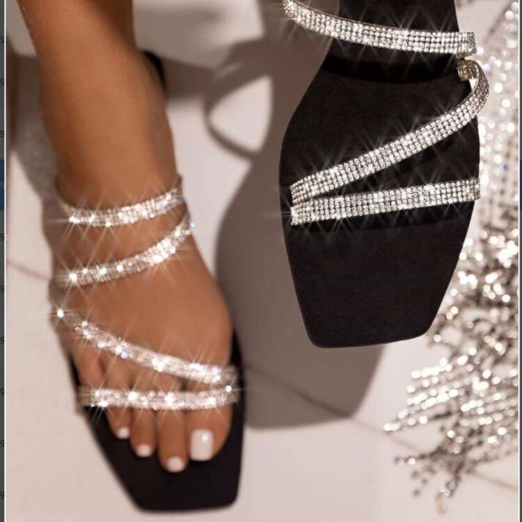 Rainbow encrusted crystal strappy sandal 