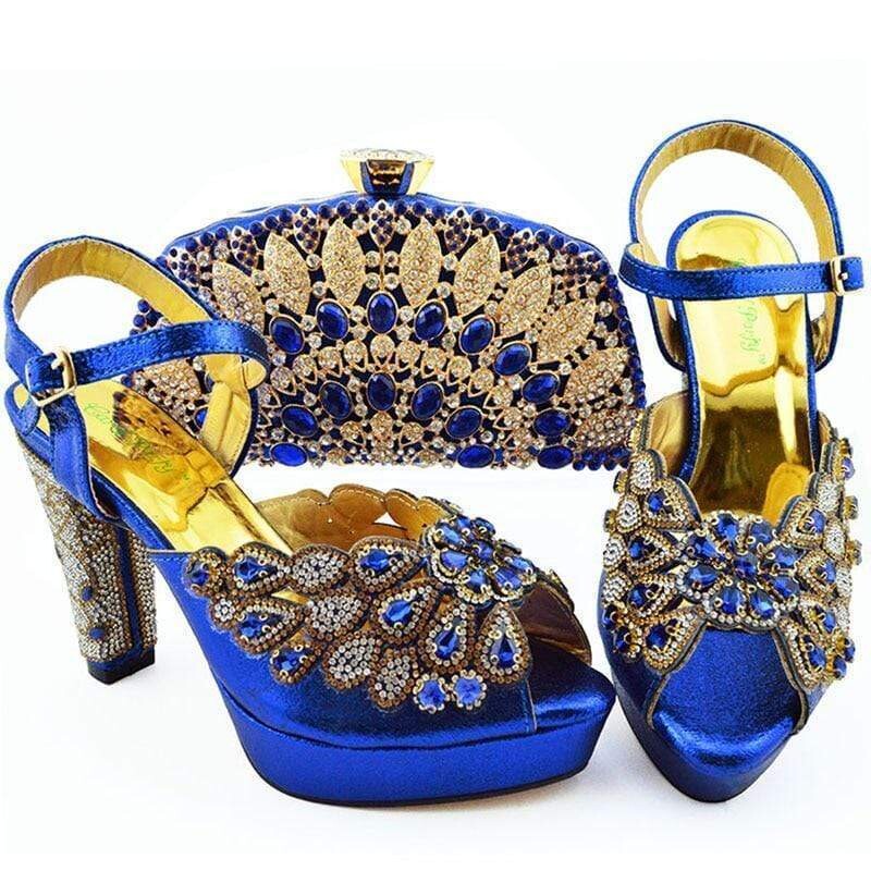 African Crystal Decorated Shoes and Bag Set