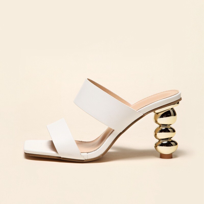 Bubble shaped gold heel sandals