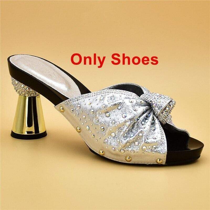 Italian Crystal Big Bow Shoes with Matching Bag