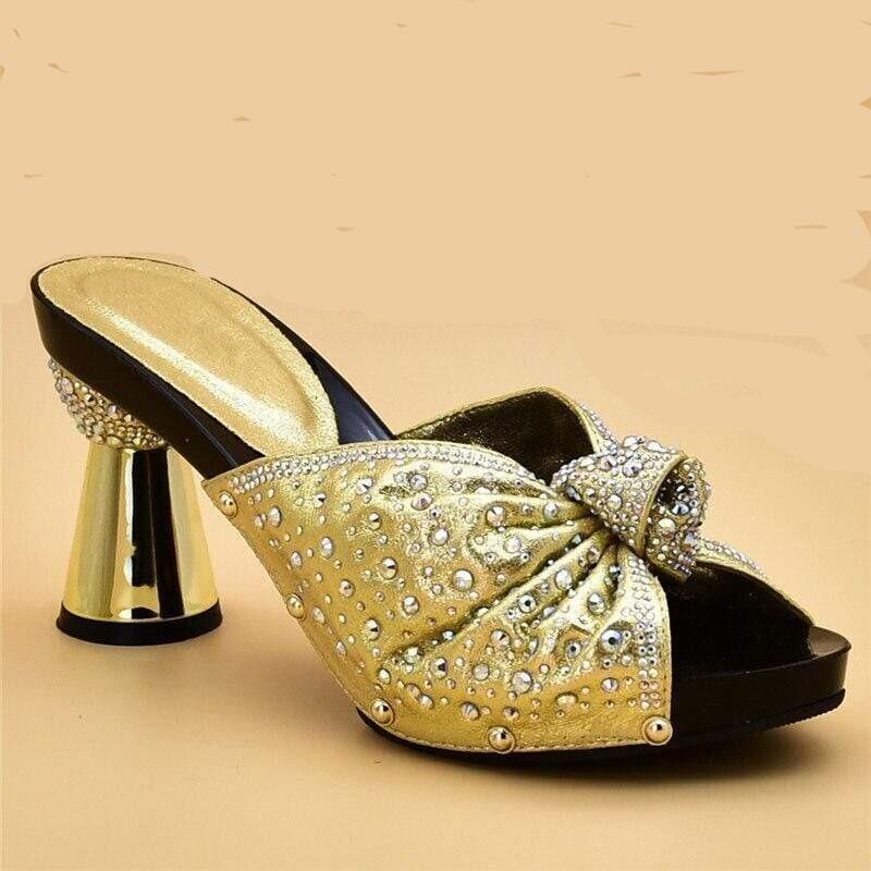 Italian Crystal Big Bow Shoes with Matching Bag