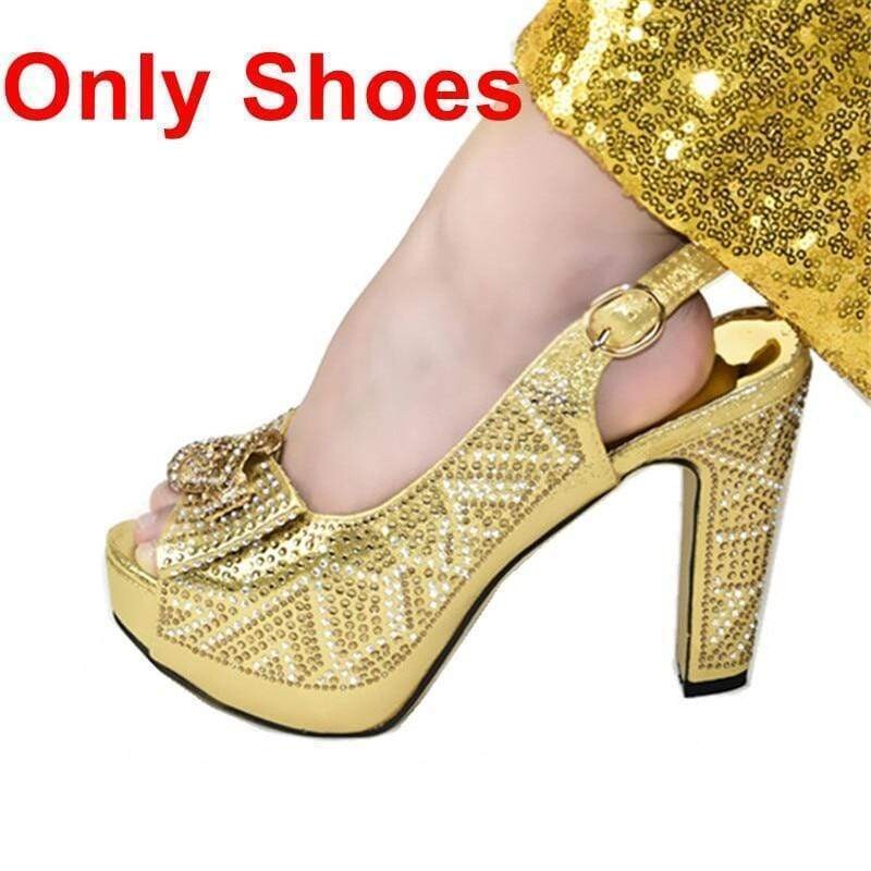 Crystal shoes and bag set, high heels 