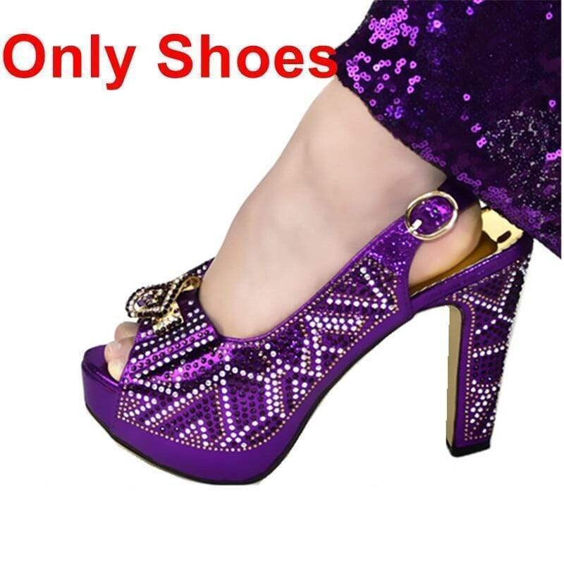 Crystal shoes and bag set, high heels 
