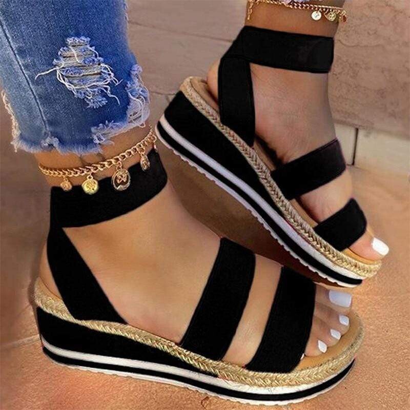 Platform Hemp Shoes Casual Slip on Strappy Sneaker Style Sandals