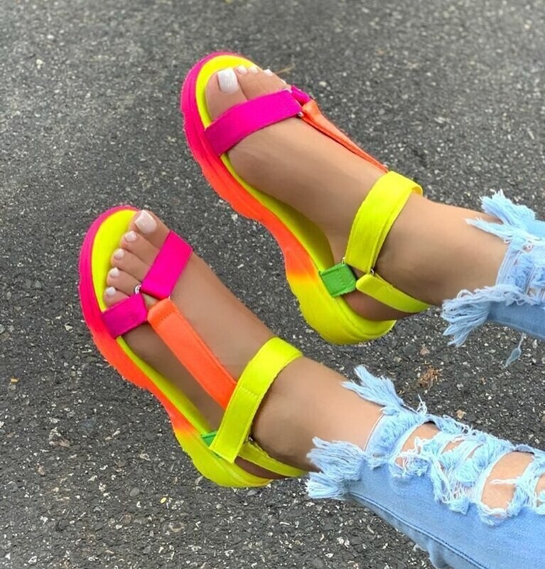Strappy Platform Low Heel Sneaker Style Sandal