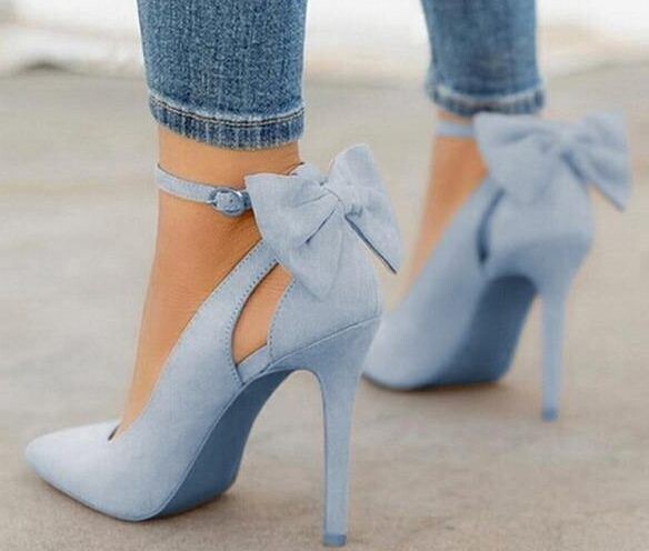 Bow detail suede strappy court shoe