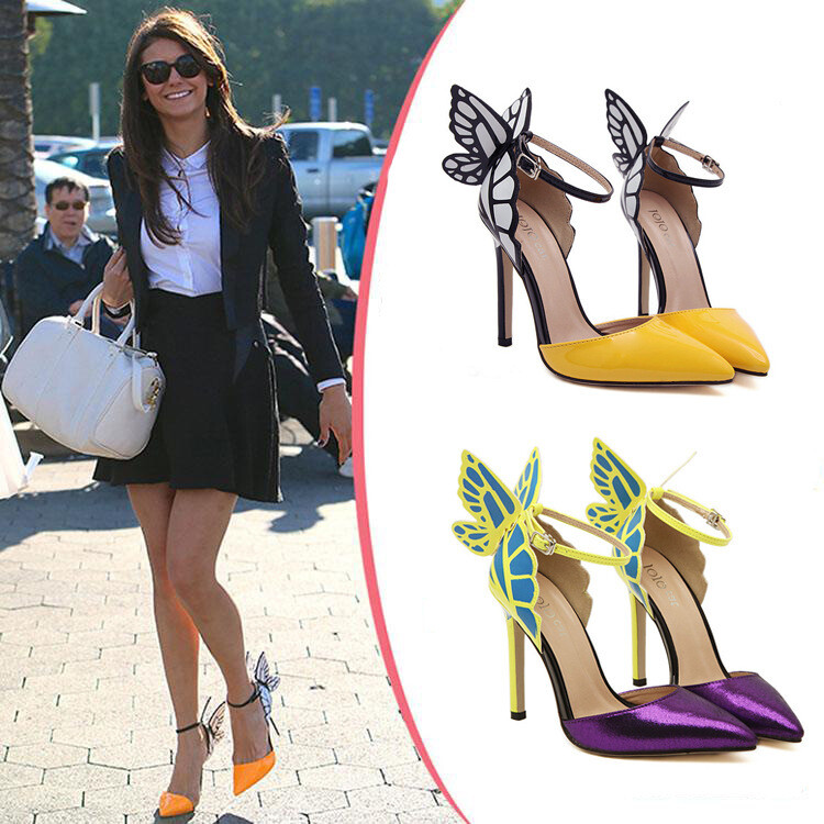 Pointed buckle dream butterfly stiletto super high heel new elegant sandals