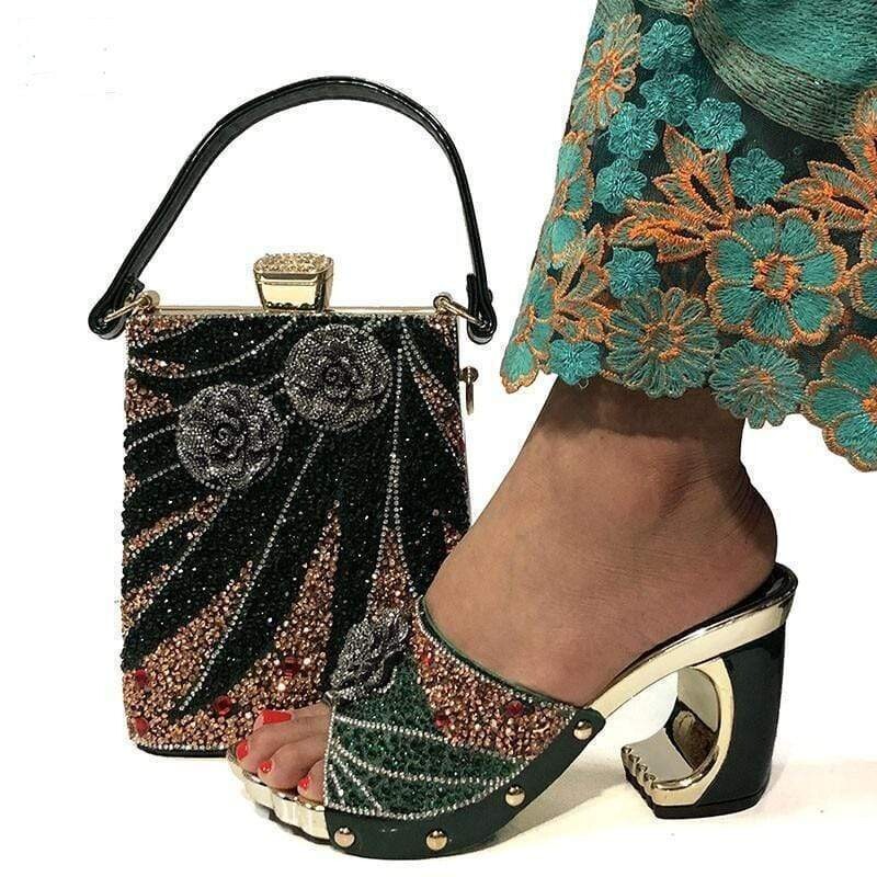 Crystal sandals with small bag, high quality rhinestone bag, 