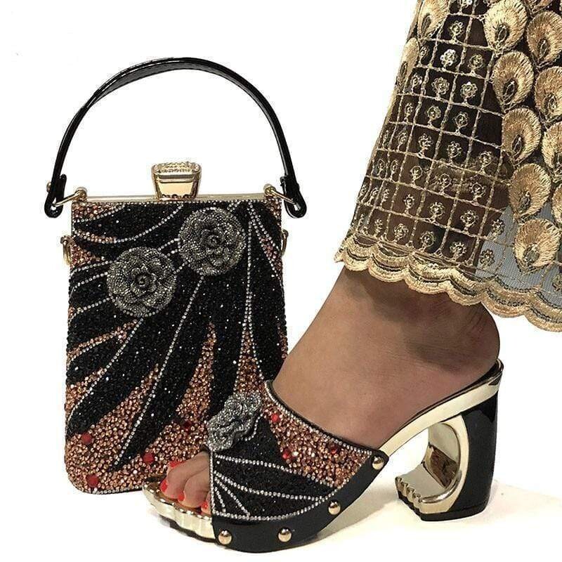 Crystal sandals with small bag, high quality rhinestone bag, 