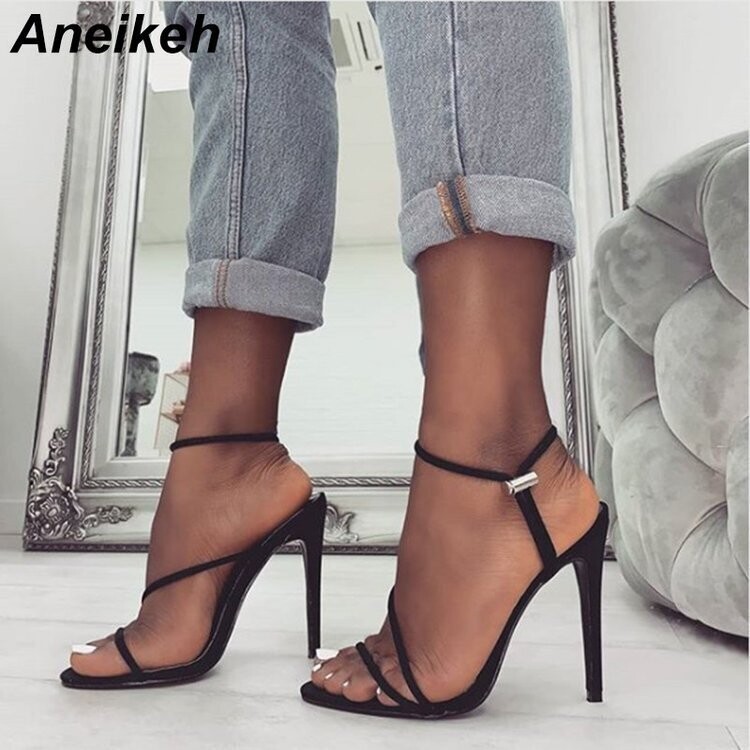 Strappy Rope Style Stiletto Heel Sandal Shoe