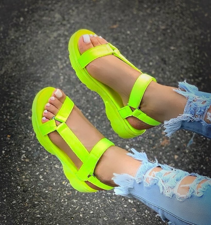 Strappy Platform Low Heel Sneaker Style Sandal