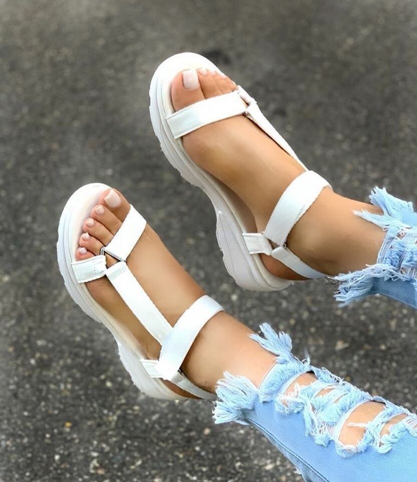Strappy Platform Low Heel Sneaker Style Sandal