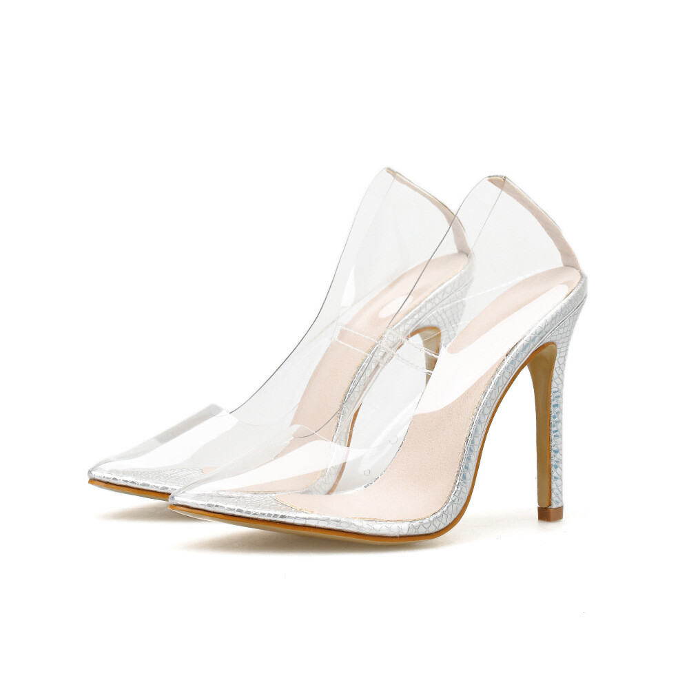  high-heeled sexy transparent pointed shoes