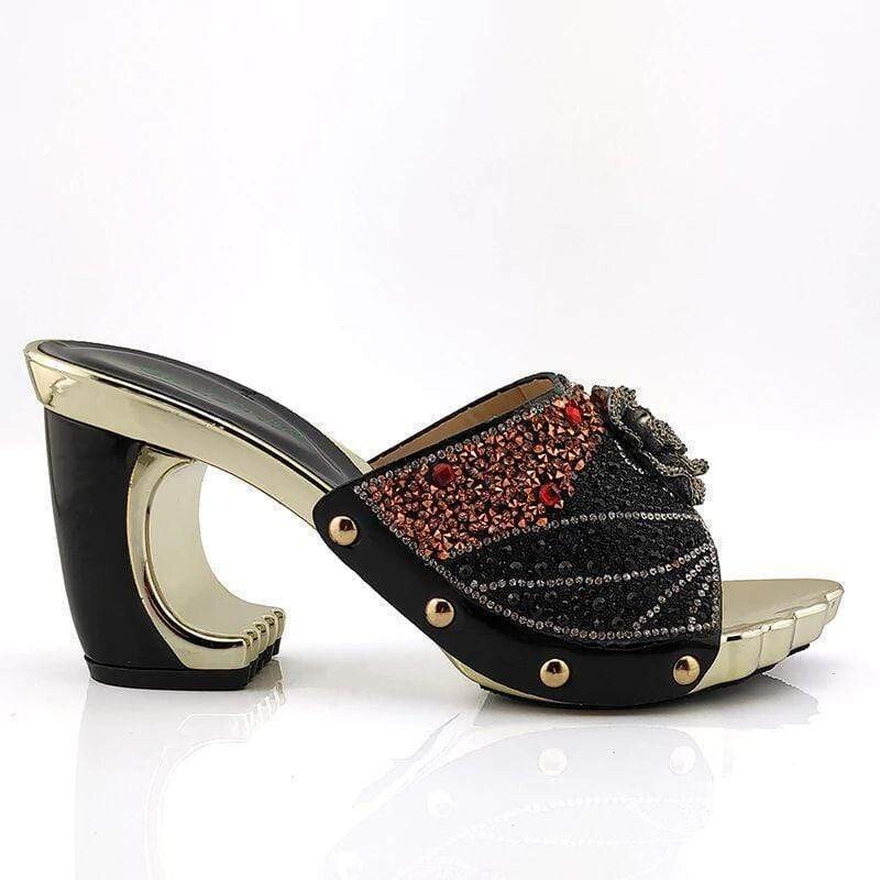 Crystal sandals with small bag, high quality rhinestone bag, , Color: Only shoes black, Shoe Size: 43