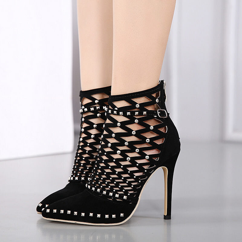  pointed gladiator hollow out stiletto boot sandal