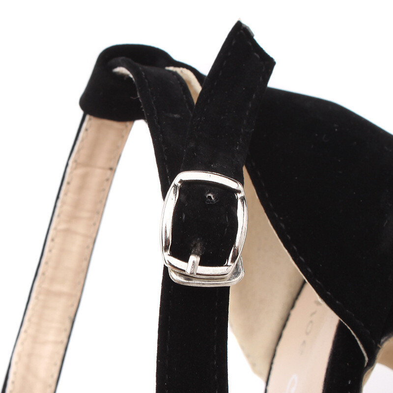 Rhinestone suede court high heels 