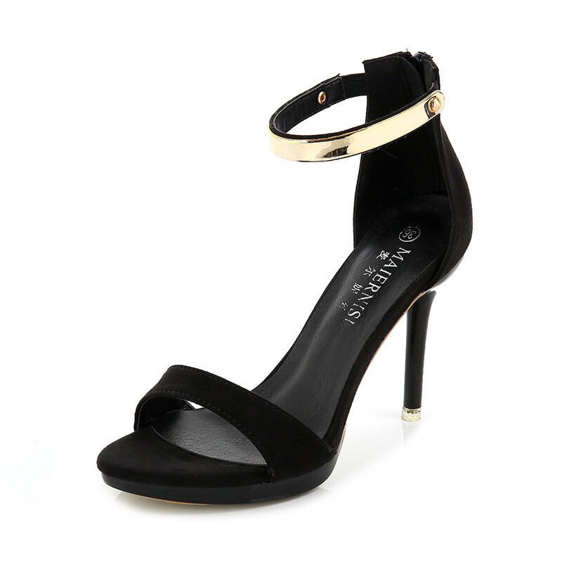 Sandals High-heeled  With Gold Band Detail Strap