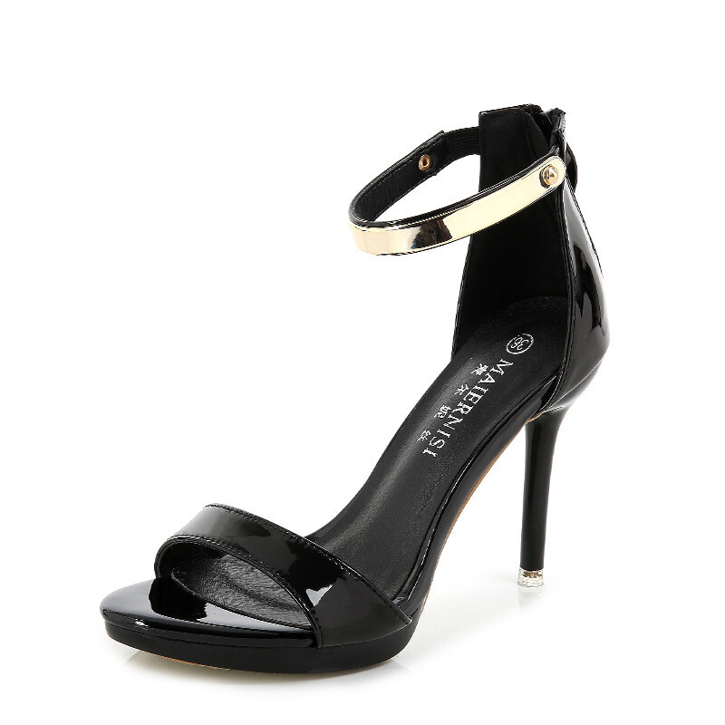 Sandals High-heeled  With Gold Band Detail Strap