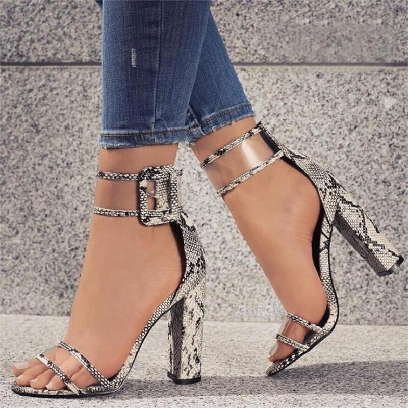 Transparent Snake High Heel Sandals