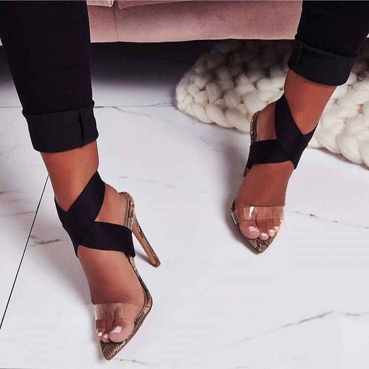 Thick elastic band strap High heels