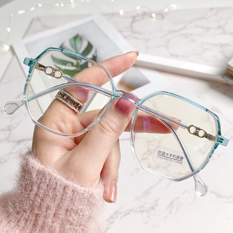 Anti-blue Light Glasses Female Trendy Style Plain Net Red Flat Glasses Frame Students Myopia Finished Products