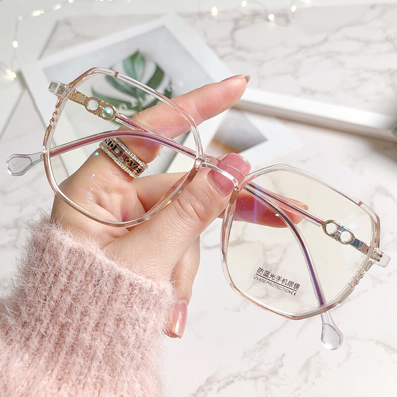 Anti-blue Light Glasses Female Trendy Style Plain Net Red Flat Glasses Frame Students Myopia Finished Products