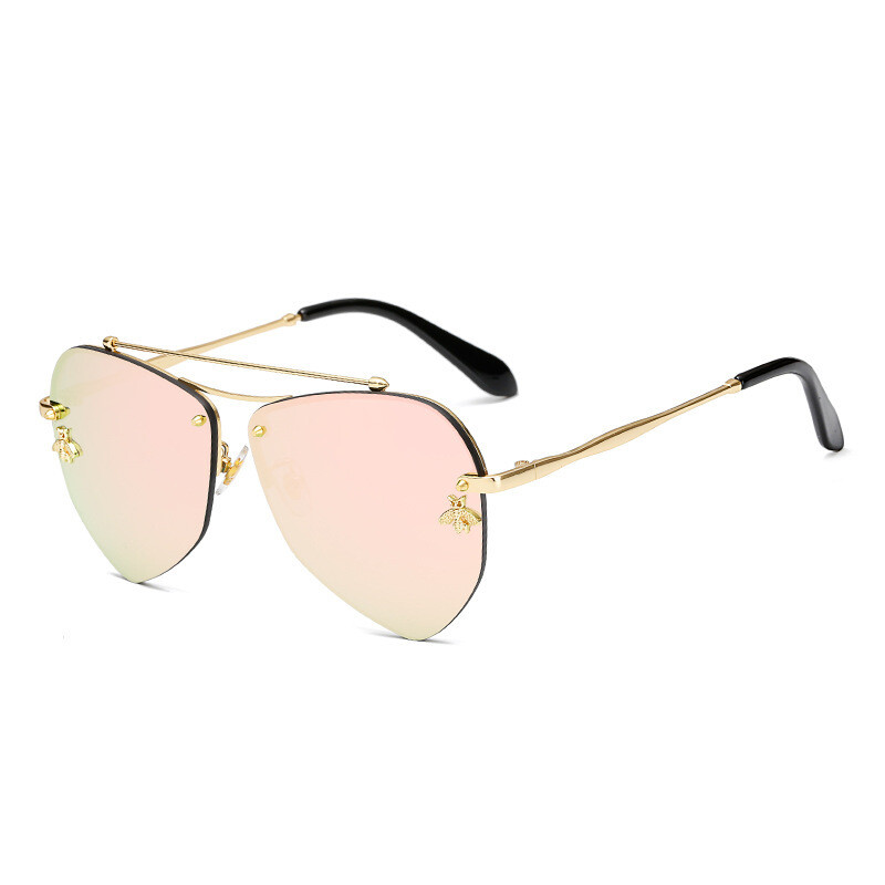 Metal diamond polygon UV protection sunglasses