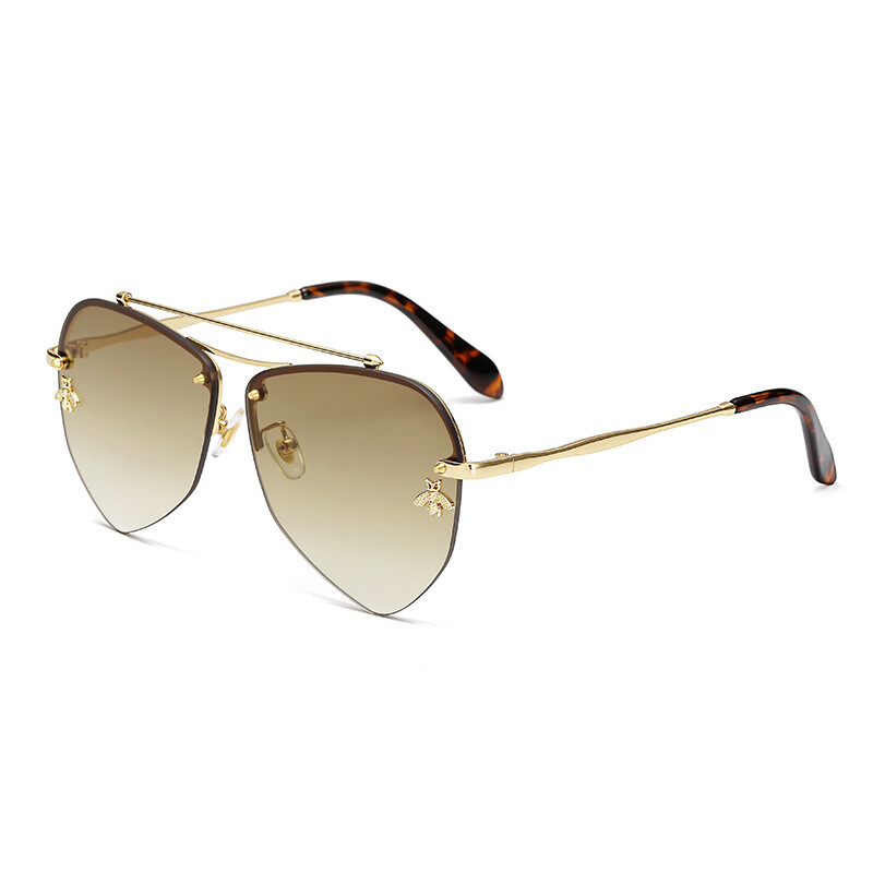 Metal diamond polygon UV protection sunglasses
