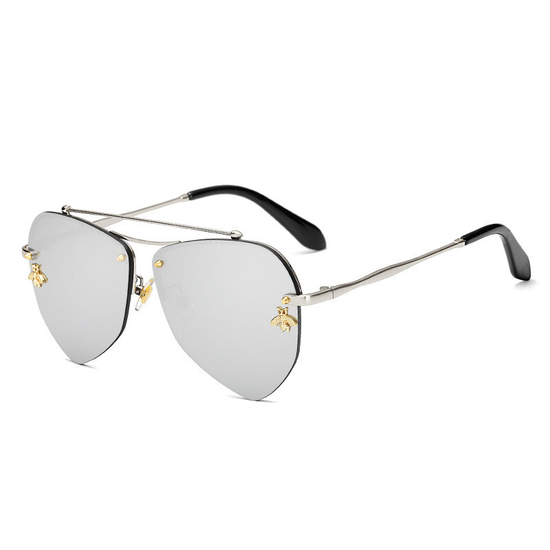 Metal diamond polygon UV protection sunglasses