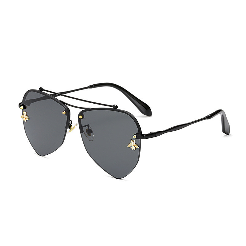 Metal diamond polygon UV protection sunglasses