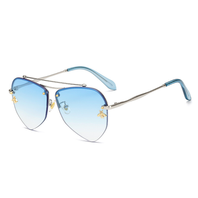 Metal diamond polygon UV protection sunglasses