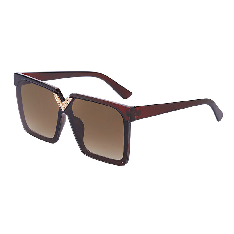 V frame square tinted sunglasses