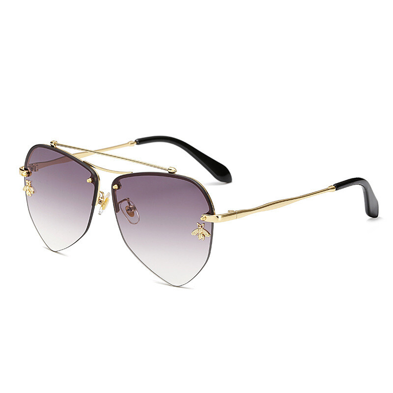 Metal diamond polygon UV protection sunglasses