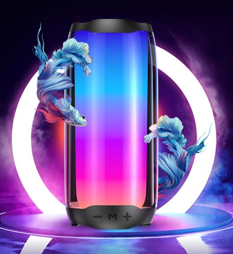 Bluetooth Speaker Full Screen Colorful RGB Transparent Audio Pulsating Subwoofer Desktop Speaker, Color: White