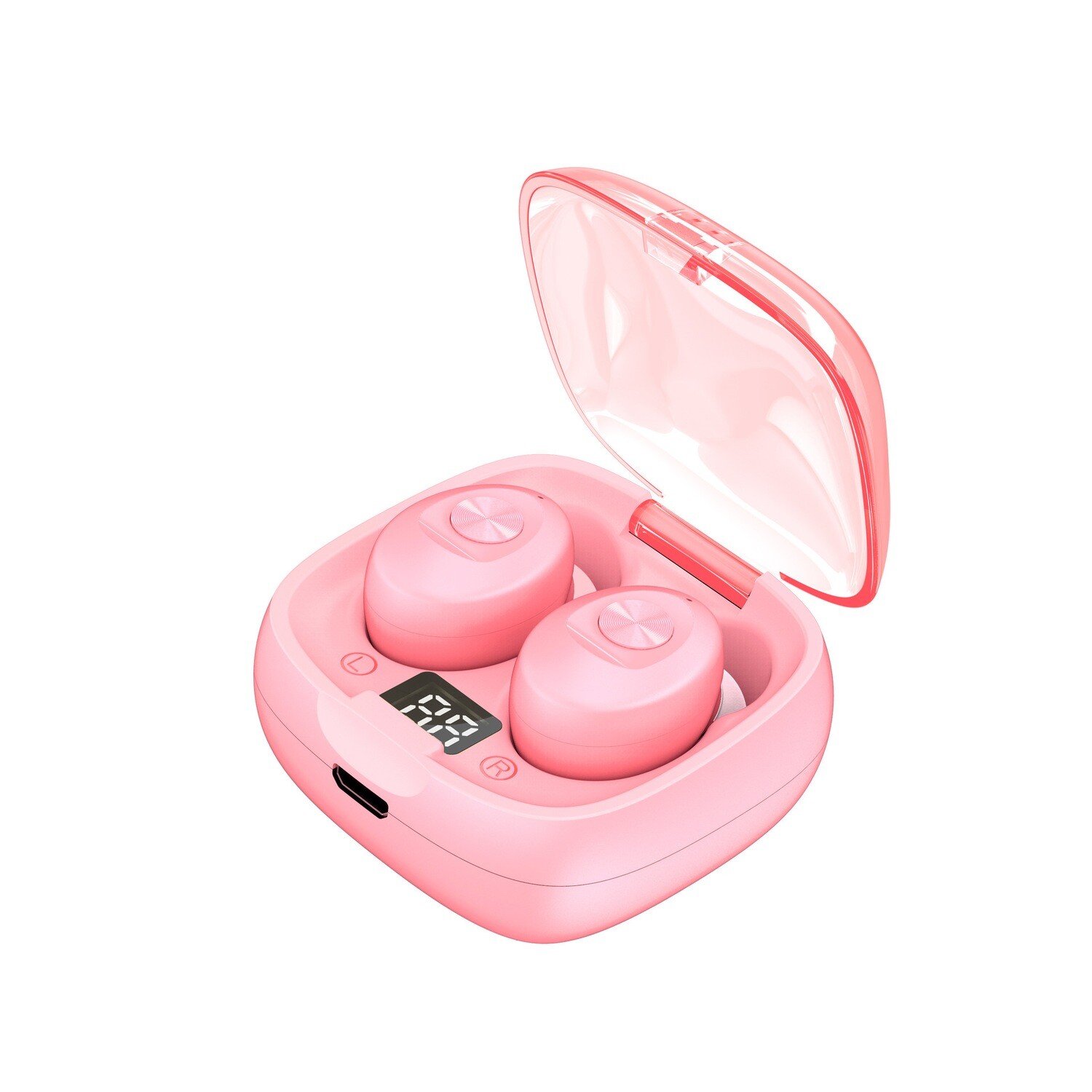 Bluetooth Headset XG8 Stereo Bluetooth 5.0 Wireless Mini LED Power Display With Charging Chamber, Color: Pink (with packaging)