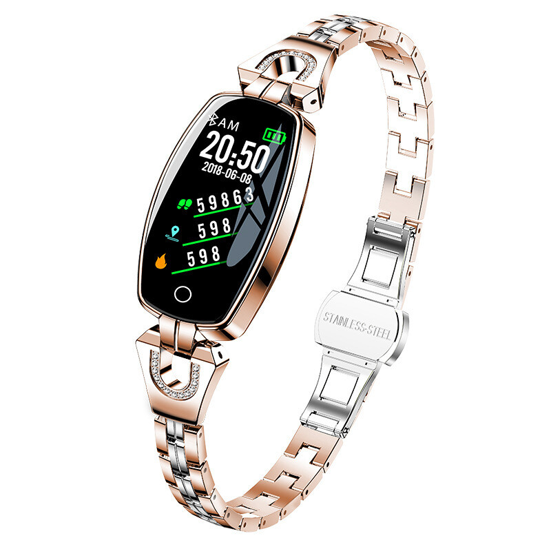H8 Color Screen Smart Bracelet, Heart Rate And Blood Pressure Monitoring Sports Bracelet, Color: Golden
