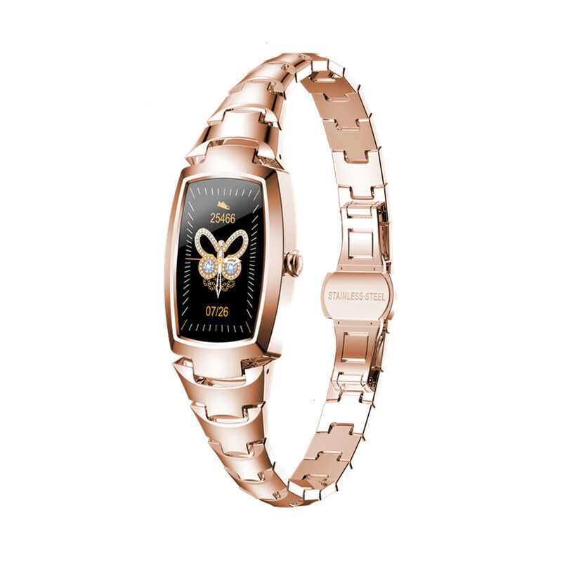 Color Screen Smart Bracelet Female Menstrual Period Reminder Heart Rate Blood Pressure Blood Oxygen Exercise Bracelet, Color: Golden